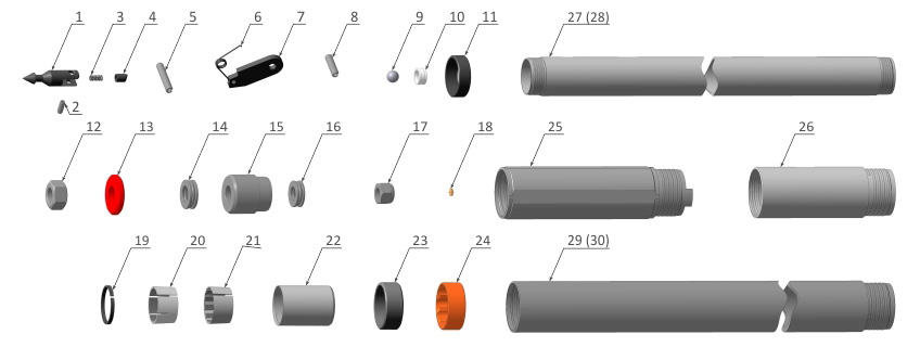 WIRELINE H CORE BARREL SPARE PARTS